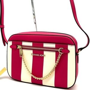 Michael Kors Large EW Zip Chain Xbody Crossbody Bag Electric Pink Multi